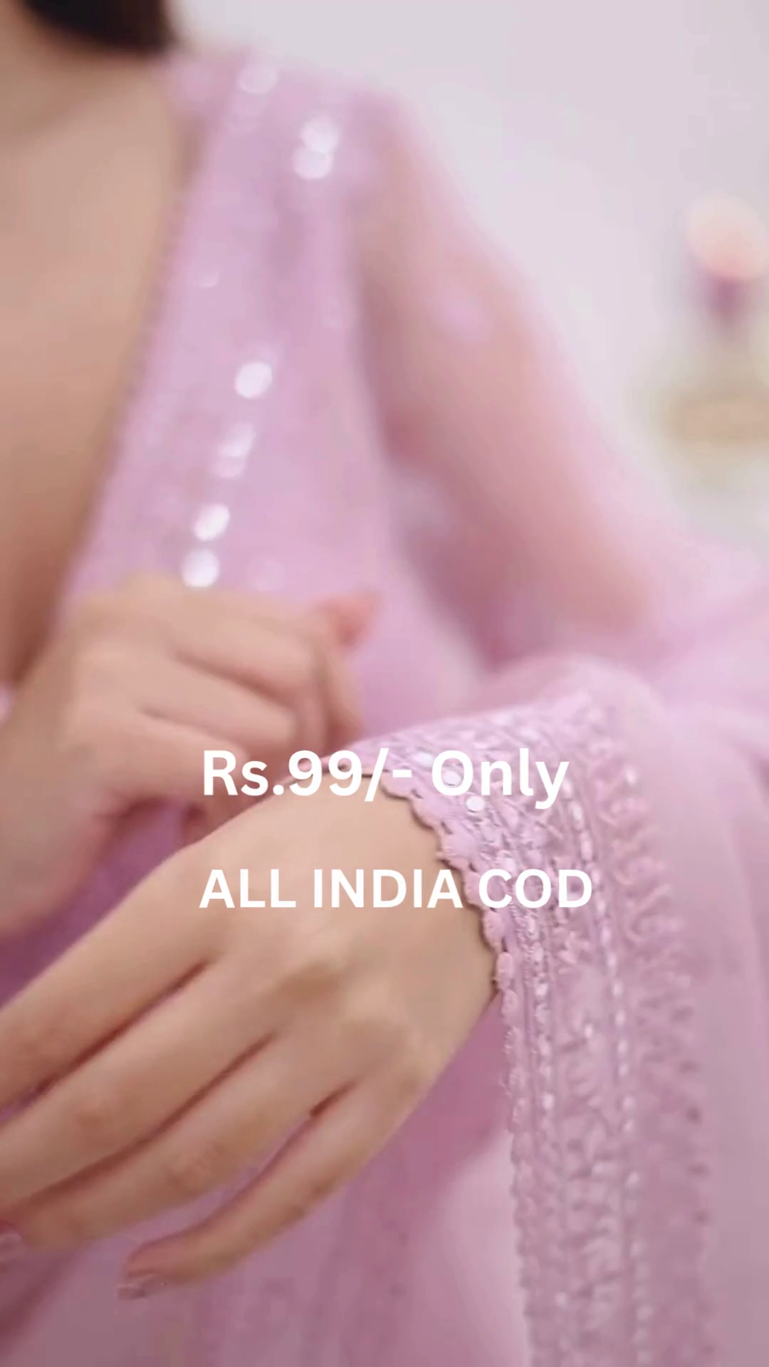 Blush Pink Saree with Delicate Embellished Border - Image 7