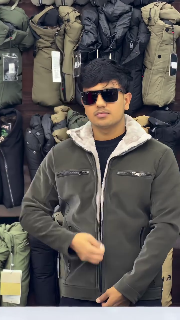 Stylish Olive Green Winter Jacket with Fur Lining