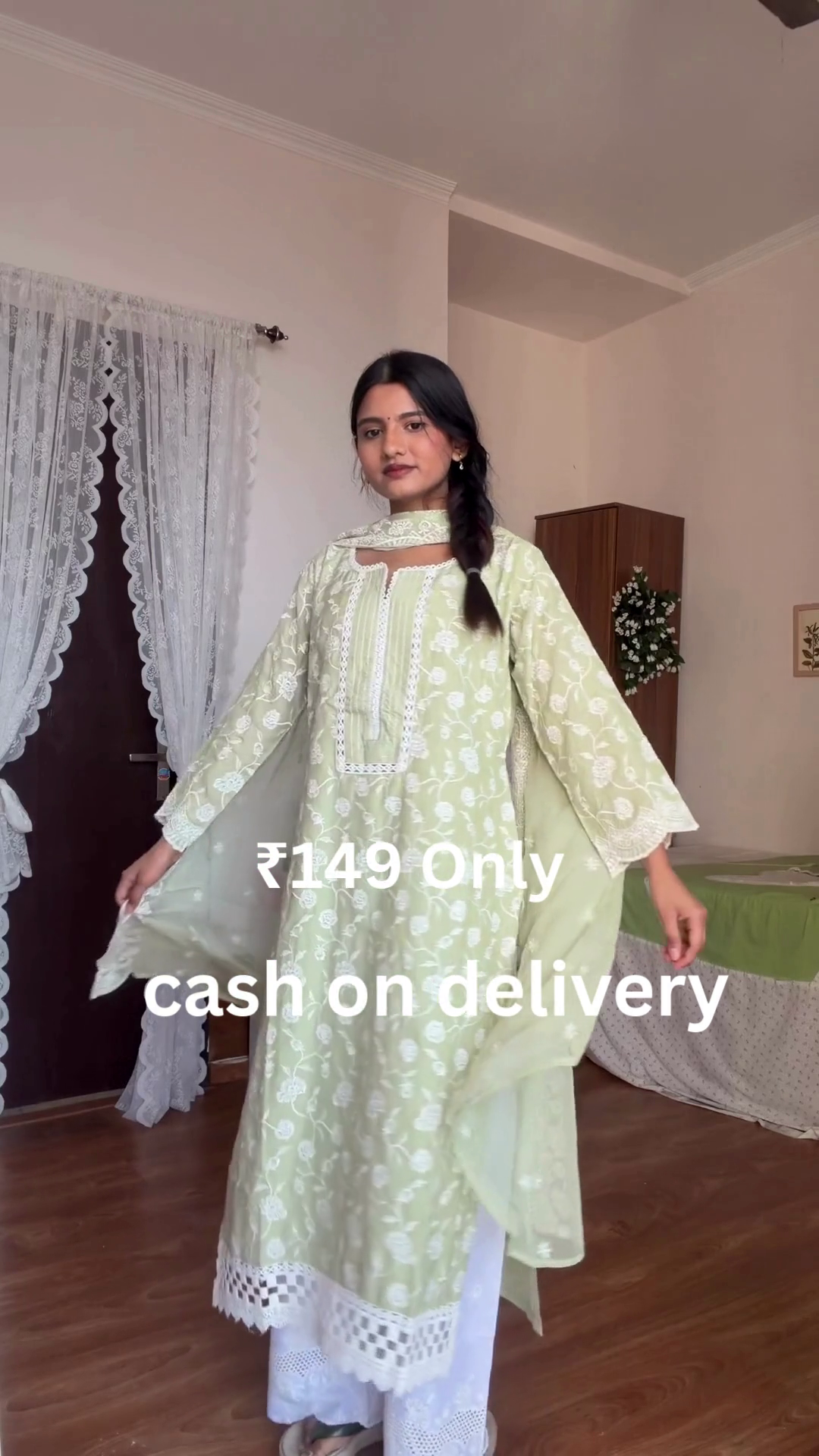Elegant Black & White Embroidered Kurti Set – Just ₹149 | Cash on Delivery - Image 3