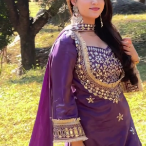 Royal Purple Mirror-Work Festive Ensemble