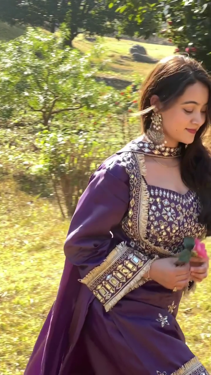 Royal Purple Mirror-Work Festive Ensemble - Image 3