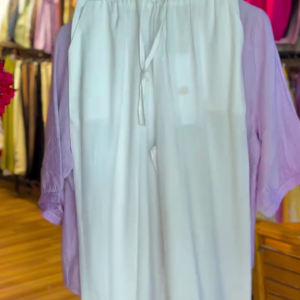 Elegant Off-White Wide-Leg Pants with Minimal Button Detail