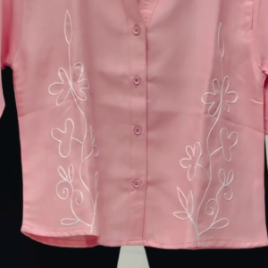 Soft Pink Embroidered Shirt with Timeless Black Bottom