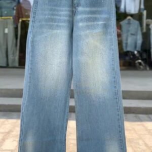 Premium Light Wash Wide Leg High Rise Relaxed Fit Denim Jeans