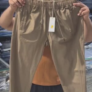 Premium Metallic Olive Green Men's Stretch Jogger Pants with Elastic Waist Comfort Fit